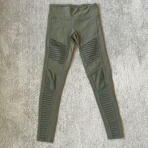 VGC ALO Olive Green High Waisted Moto Leggings - Size XS